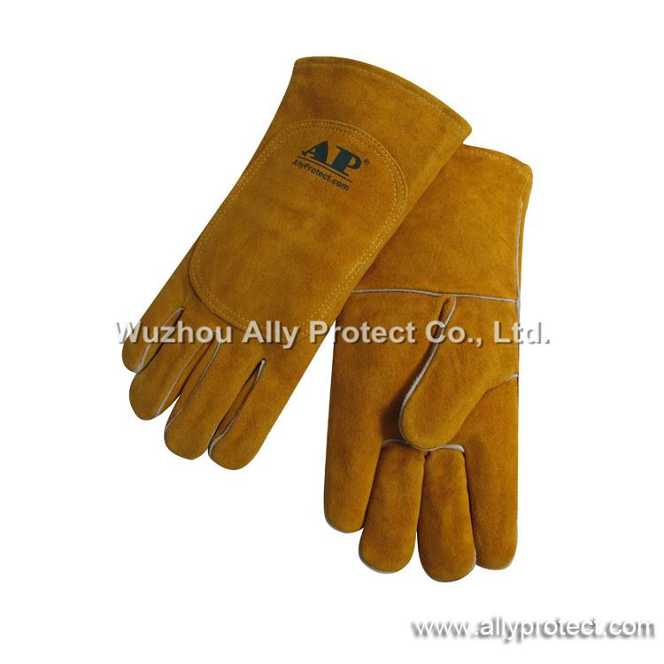 AP-2118 Golden Double Back Leather Welding Gloves